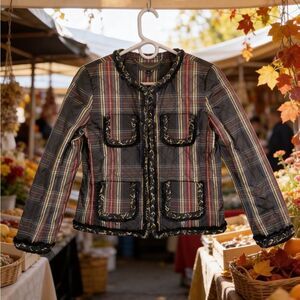JCREW WOMENS QUILTED STEWART PLAID JACKET CROPPED SIZE 2
